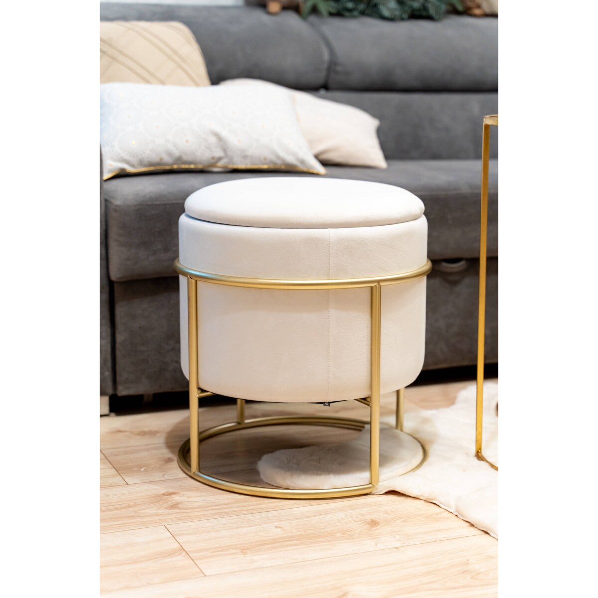 Pufa ze schowkiem ELIANE, okrągła