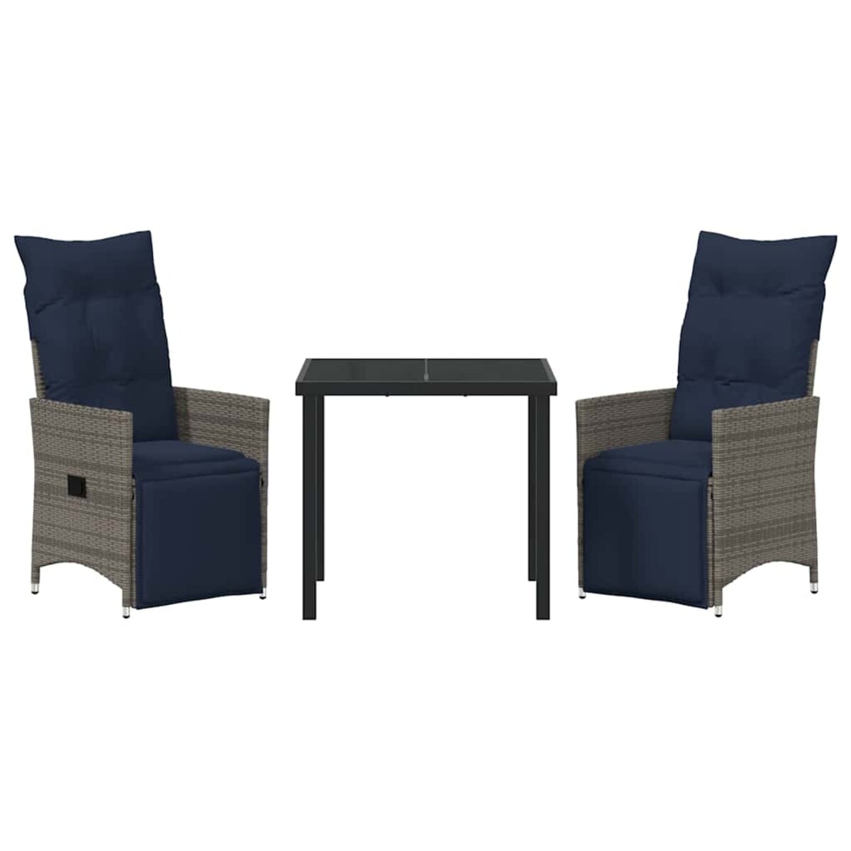 vidaXL Zestaw do jadalni w ogrodzie 3 pcs Szary polirattan