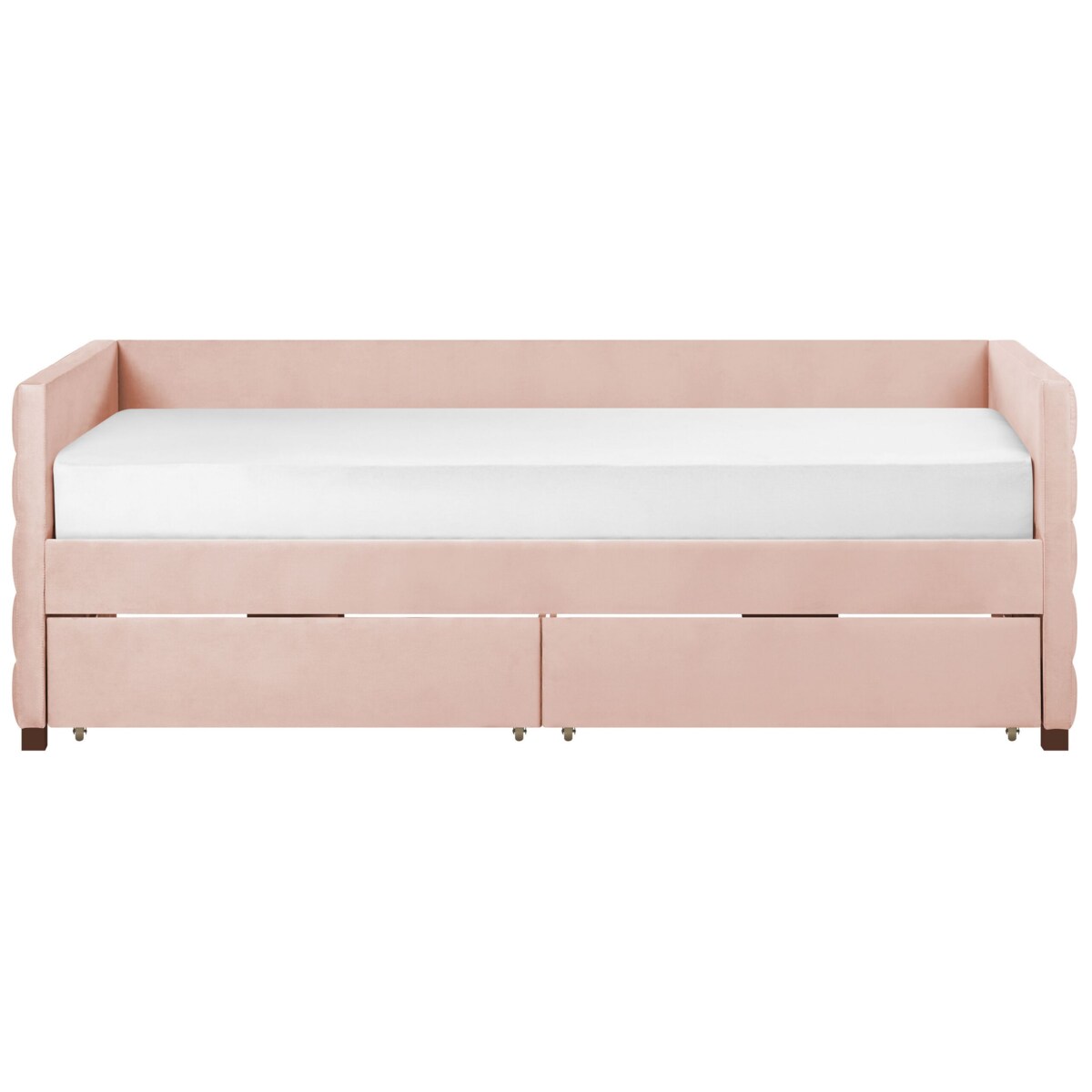 Łóżko dzienne z szufladami Welur MARRAY 90 x 200 cm Pastelowy róż