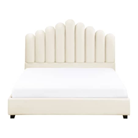 Łóżko wodne Welur VINCENNES 140 x 200 cm Złamana biel