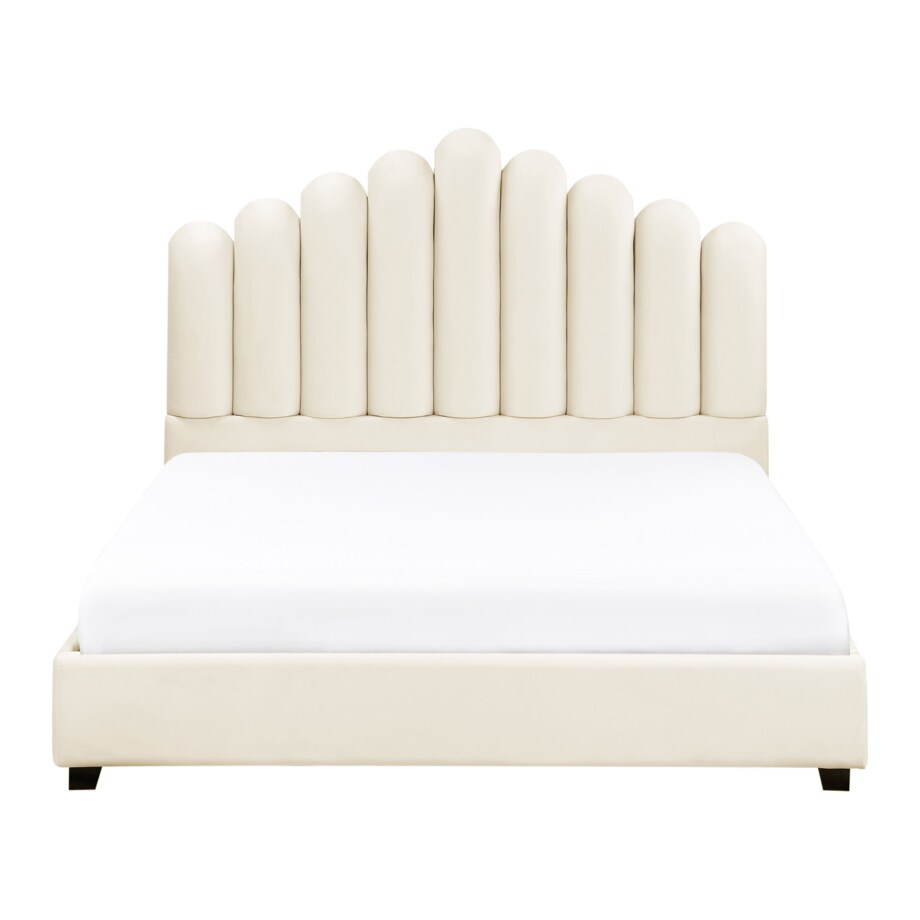 Łóżko wodne Welur VINCENNES 140 x 200 cm Złamana biel