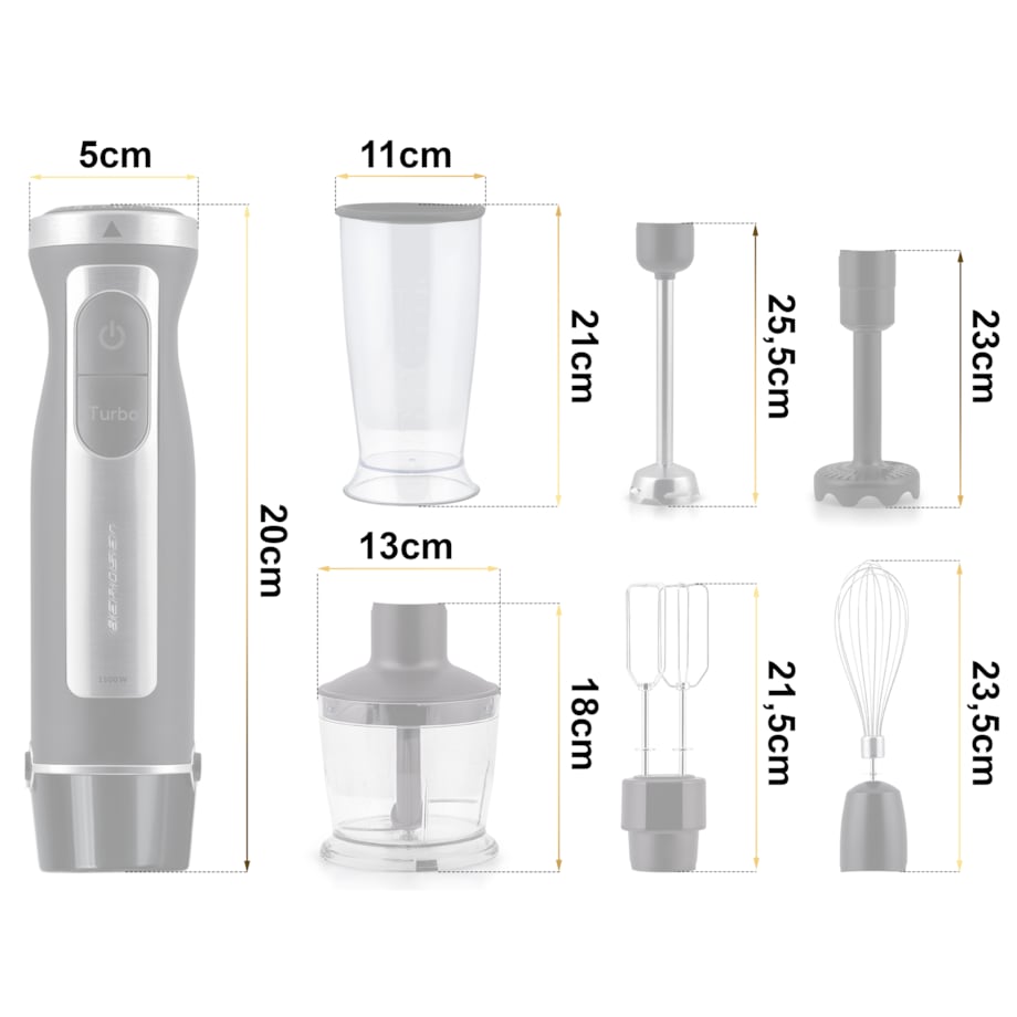 Blender ręczny 1500W czarny Berdsen tytanowe ostrza wielofunkcyjny 5w1