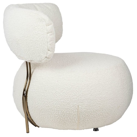 Biały fotel wypoczynkowy KH1301100130 Low Teddy okrągły do salonu, King Home