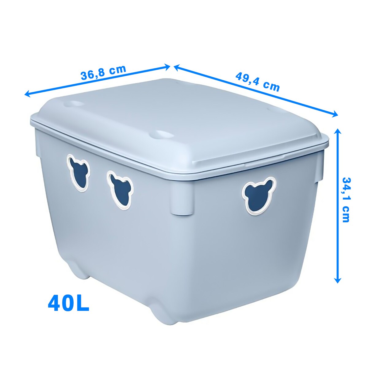 Pojemnik Plastikowy Na Zabawki 40 L Duży Miś Niebieski