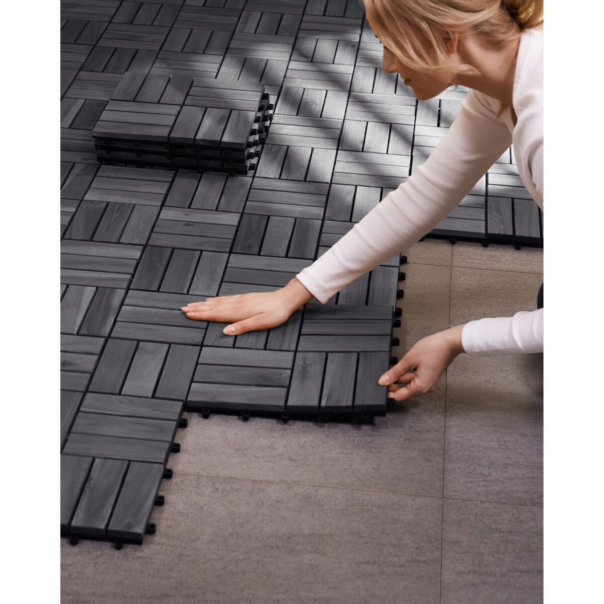 Płytki tarasowe ACERENZA Certyfikowane drewno akacjowe Szary