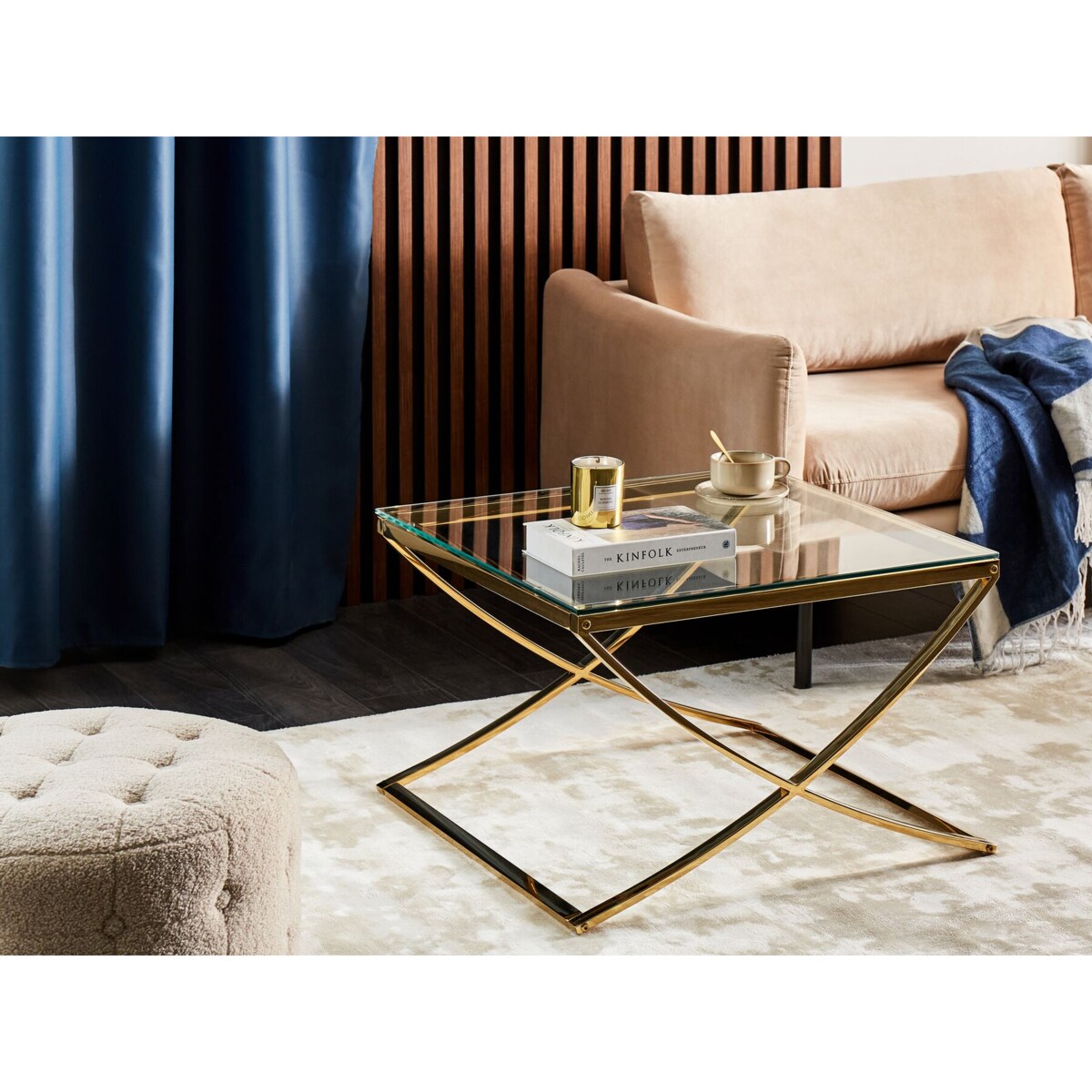 Stolik kawowy RINGGOLD Szkło hartowane Złoty