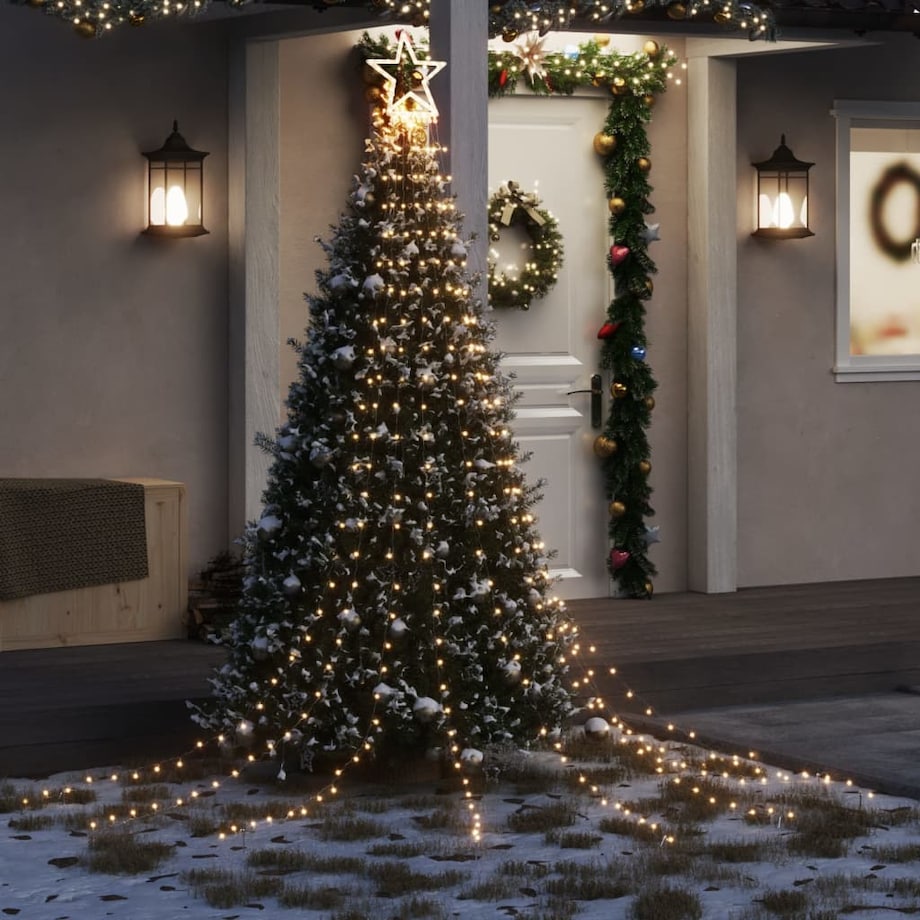 vidaXL Lampki choinkowe, 320 LED, ciepłe białe światło, 375 cm