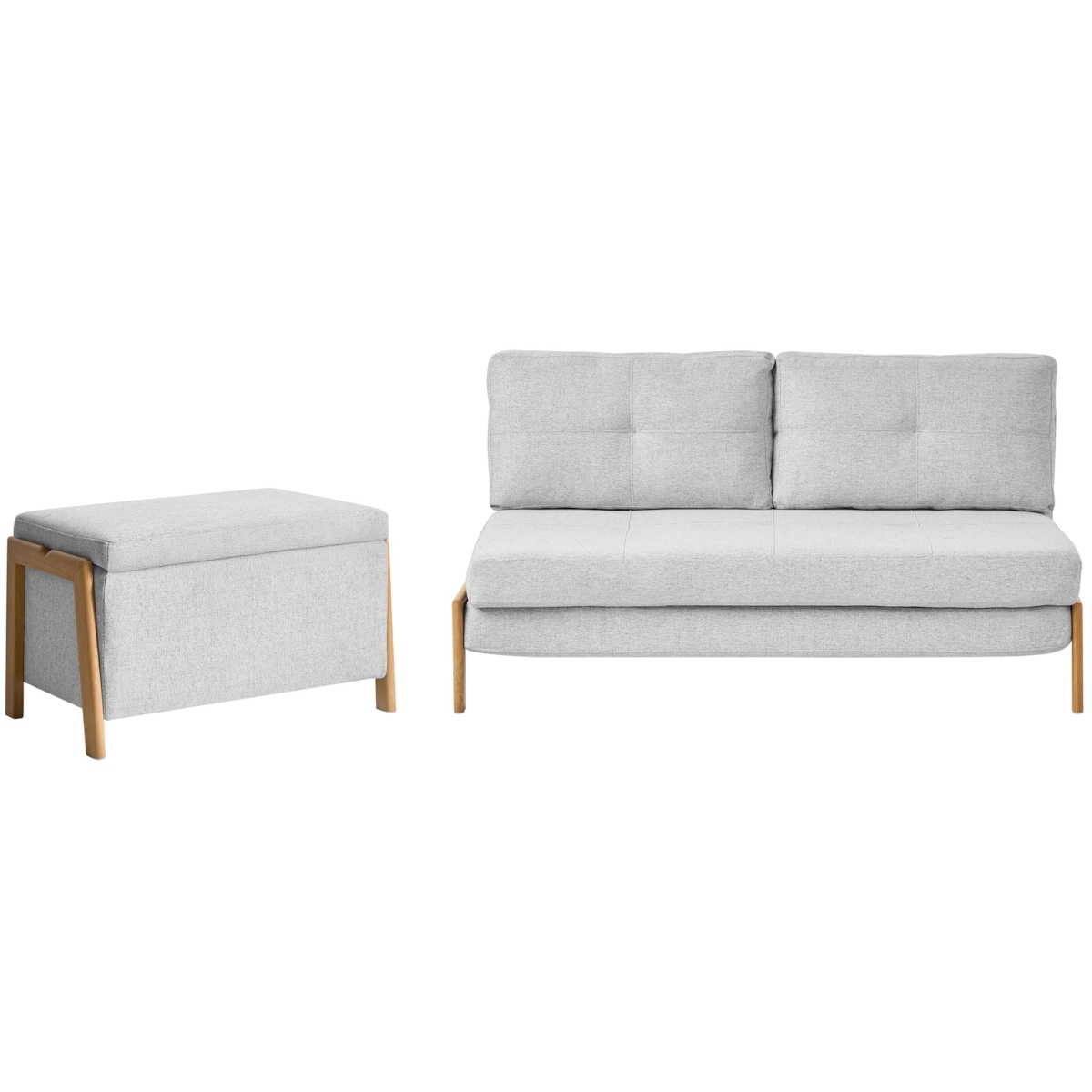 Komplet wypoczynkowy dla 3 osób EDLAND Jasnoszary z ławką