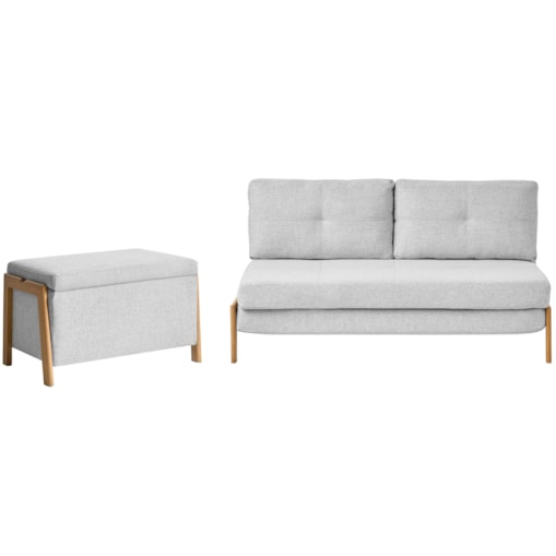 Komplet wypoczynkowy dla 3 osób EDLAND Jasnoszary z ławką