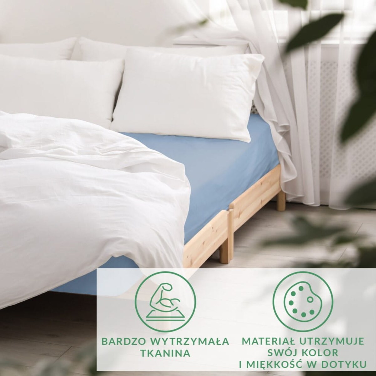 Prześcieradło satynowe z gumką 140x200 kolor Niebieski