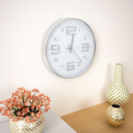 vidaXL Zegar ścienny, 30 cm, srebrny