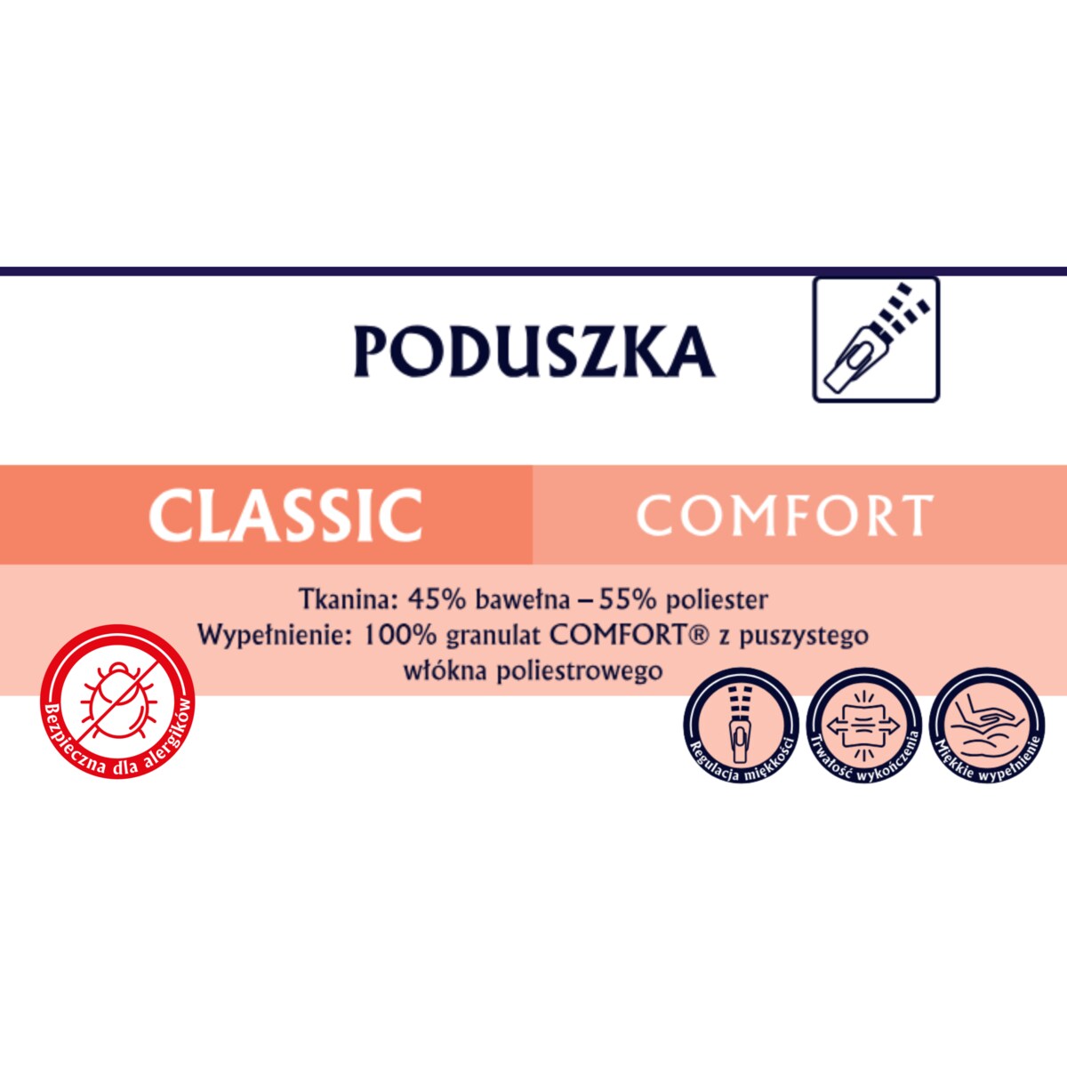 Poduszka 40x40 CLASSIC COMFORT Biała