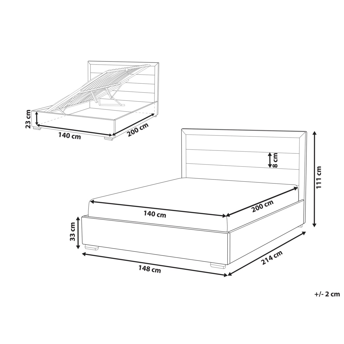Łóżko z pojemnikiem welurowe 140 x 200 cm beżowoszare ROUEN