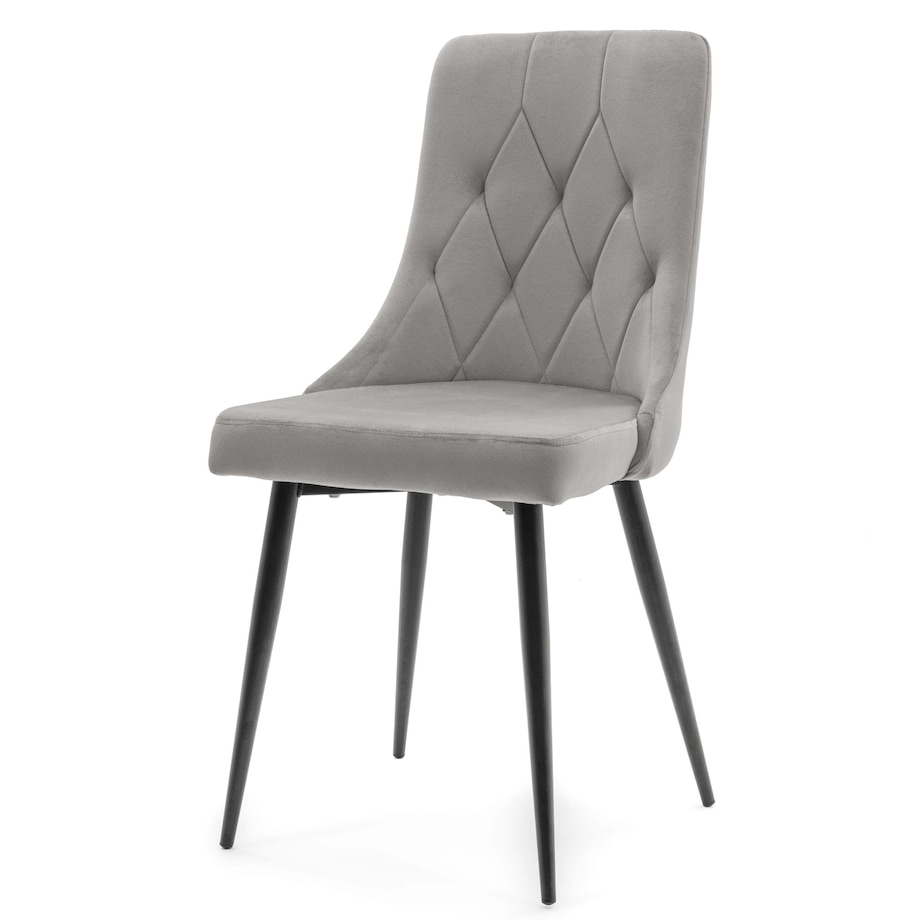 Krzesło tapicerowane welurowe do salonu jadalni CAREN jasnoszare