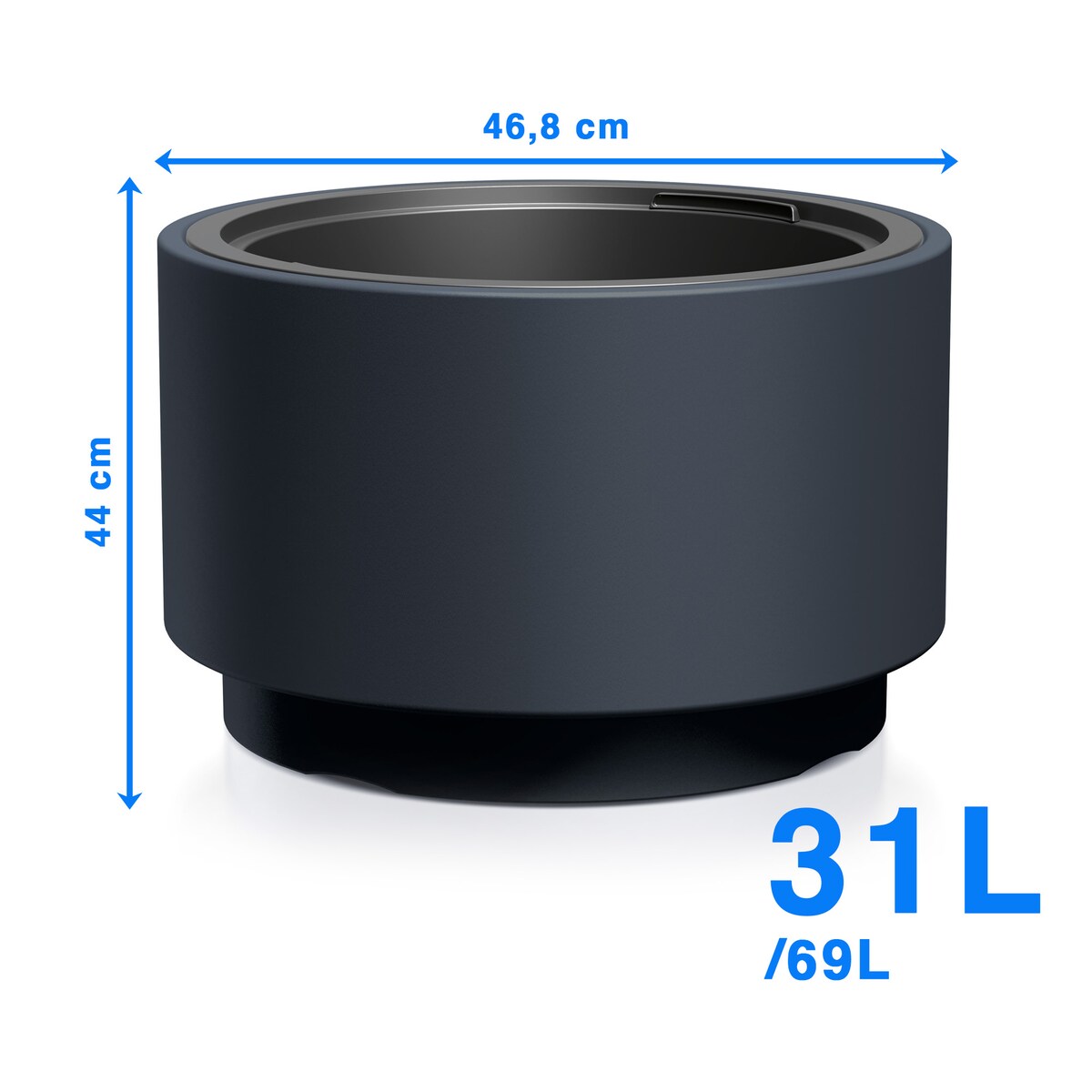 Doniczka Donica Ogrodowa 46,8 Cm Okrągła Na Taras Do Ogrodu Domu Antracytowa