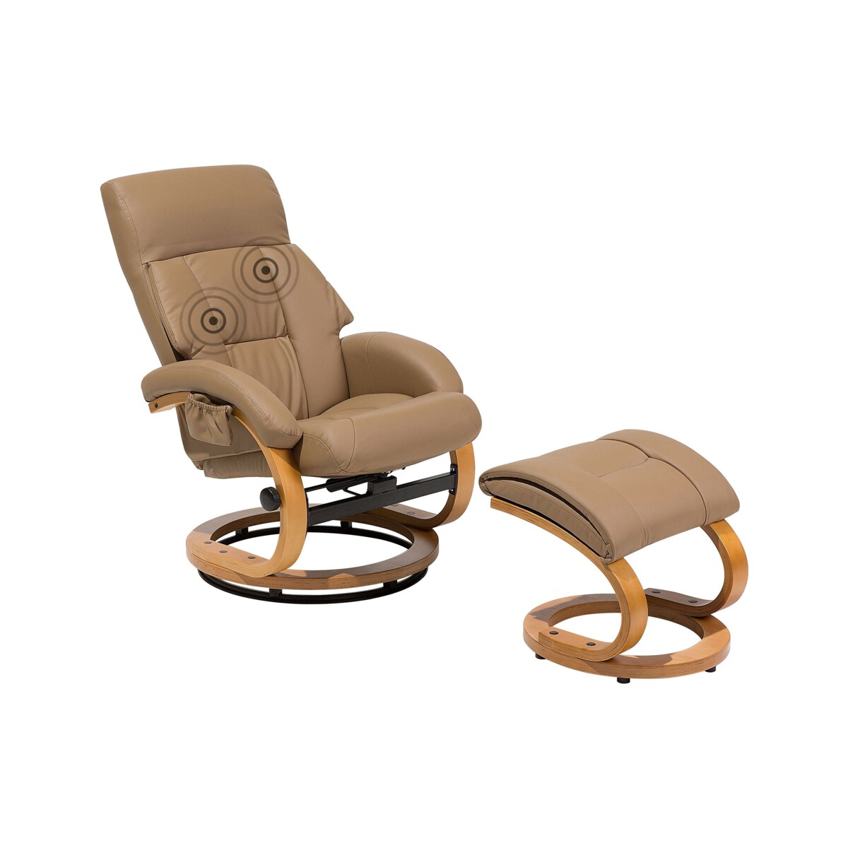 Fotel do masażu podgrzewany z podnóżkiem ekoskóra beżowy FORCE