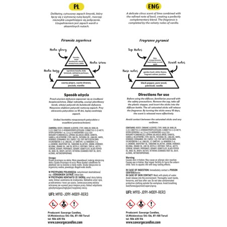 Dyfuzor Zapachowy Marble / Wanilia Limonka 100 ml