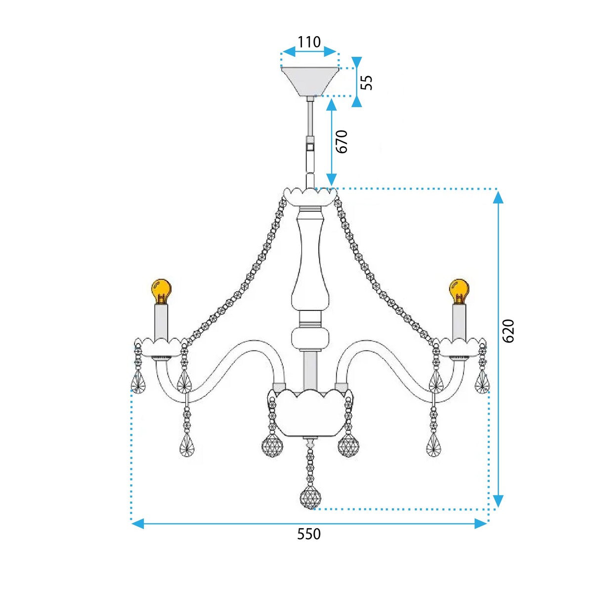Lampa sufitowa kryształowa żyrandol 6xE14 392183