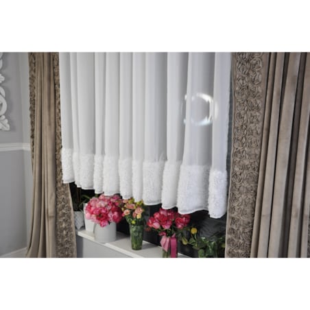 firana "lumiere 3d" z szyfonu biała | 400x160 przelotki