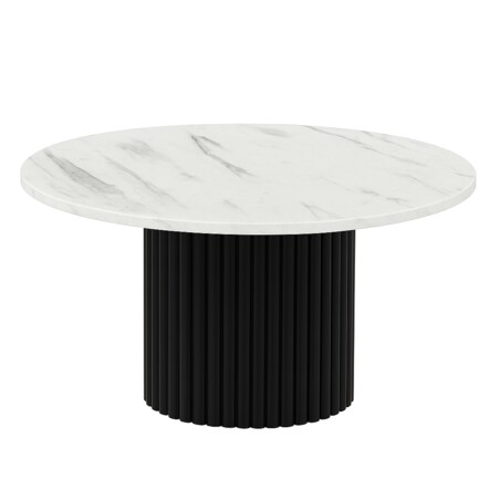 Okrągły stokil kawowy Riko średnica blatu 75 cm- biały marmur- czarny