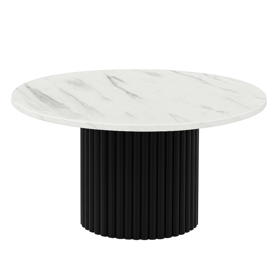 Okrągły stokil kawowy Riko średnica blatu 75 cm- biały marmur- czarny