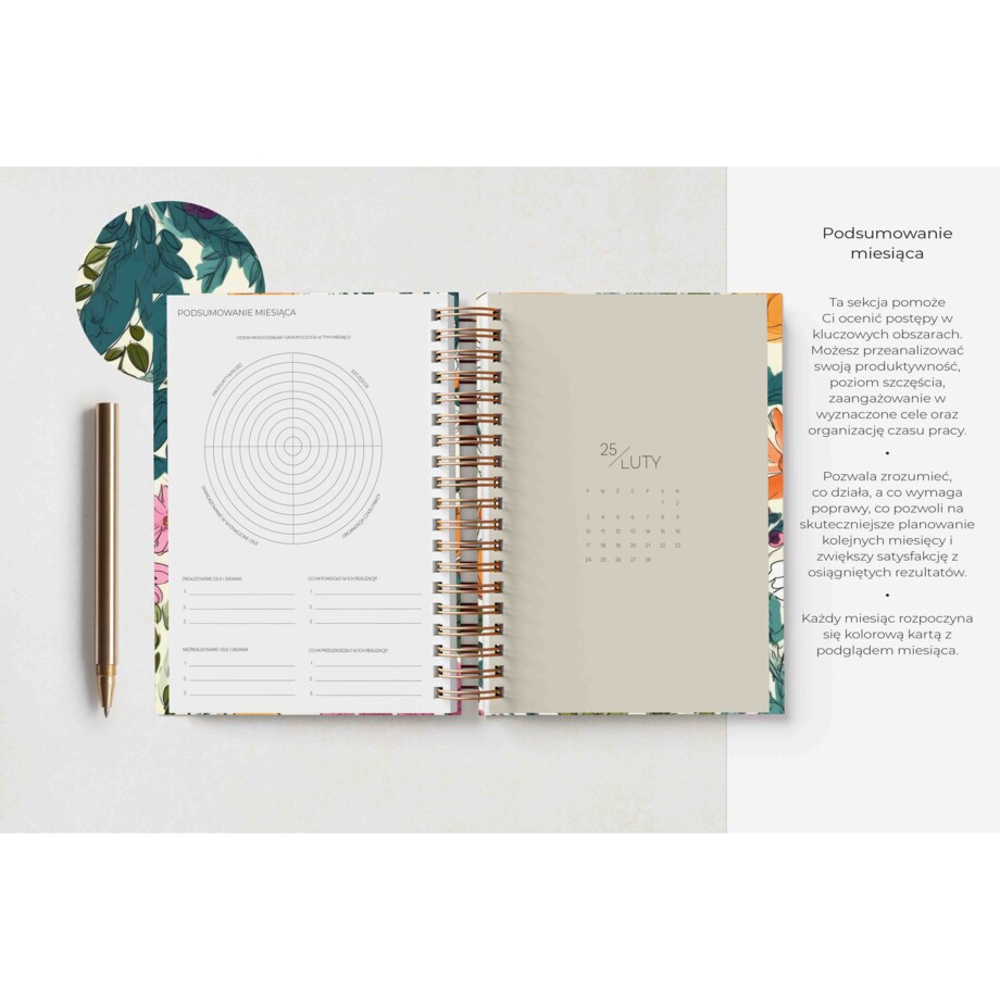 Planner dzienny na spirali 2025 – Ramo De Flores