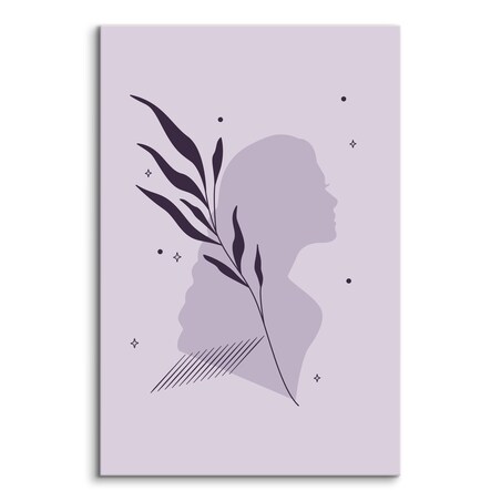 Obraz Kobiecy Portret Styl Boho Abstrakcja Liście 80x120cm