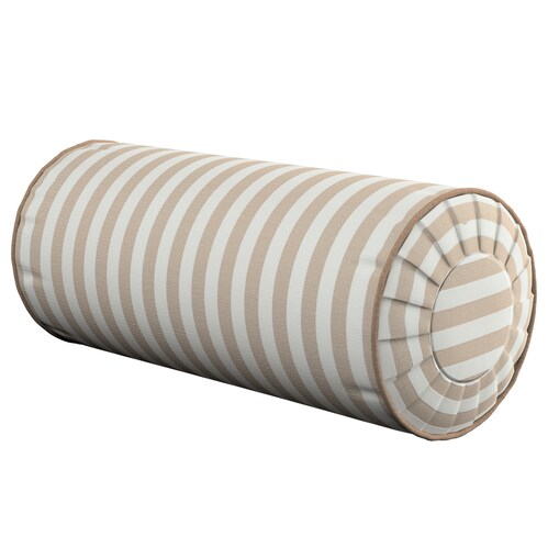 Poduszka wałek z zakładkami, beżowo-białe pasy (1,5cm), Ø20 x 50 cm, Quadro