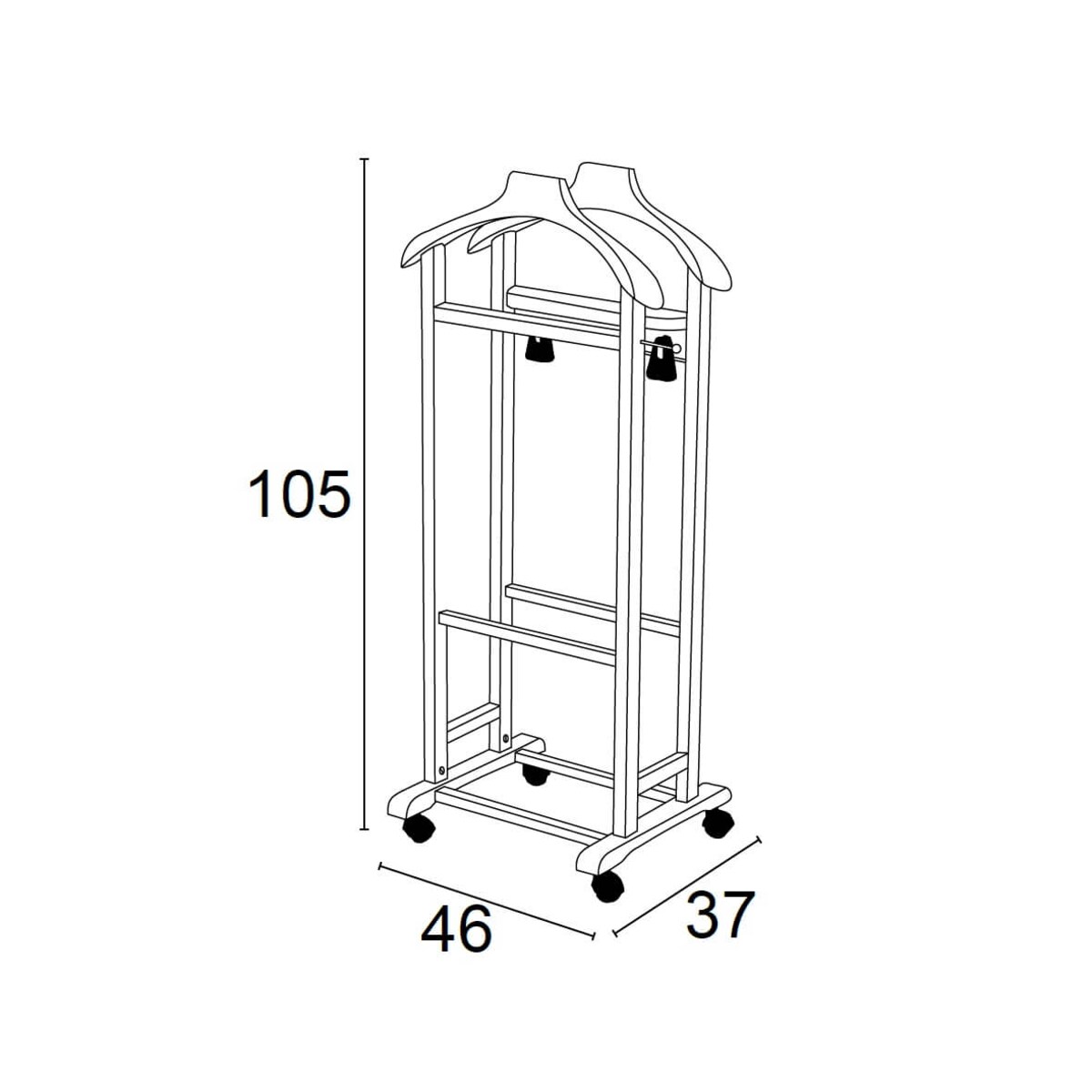 ARREDAMENTI MIXER Wieszak do sypialni - 105 x 46 cm, brązowy