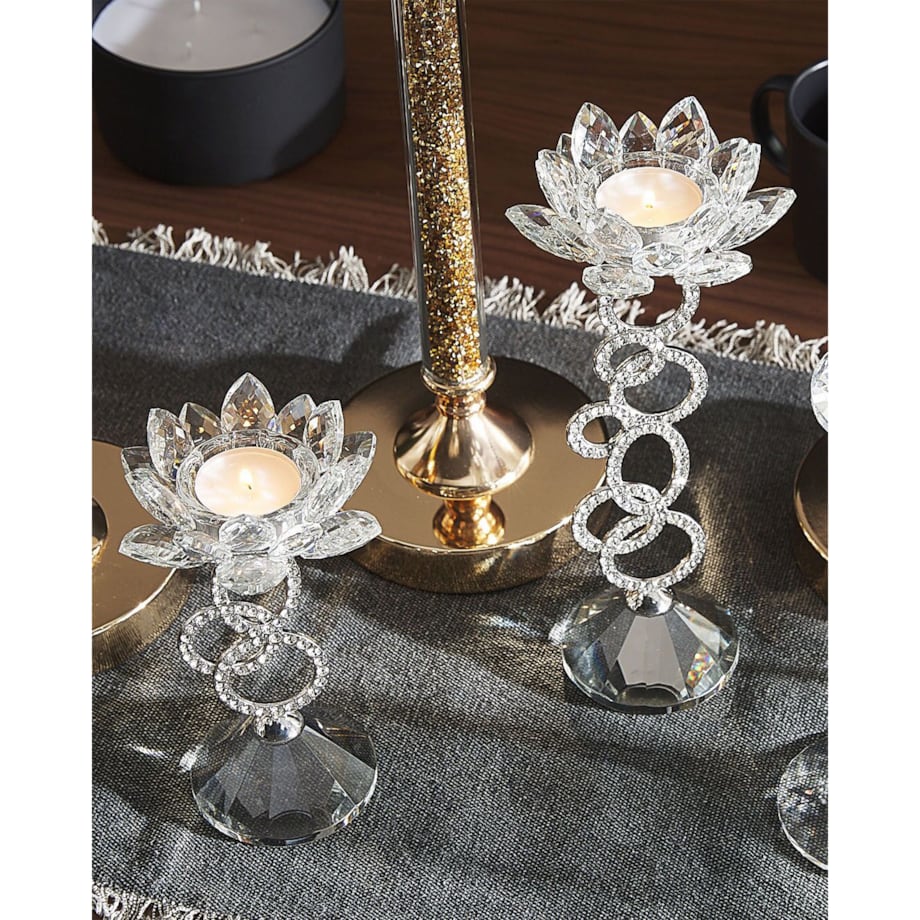 Świecznik szklany 27 cm srebrny OVIEDO