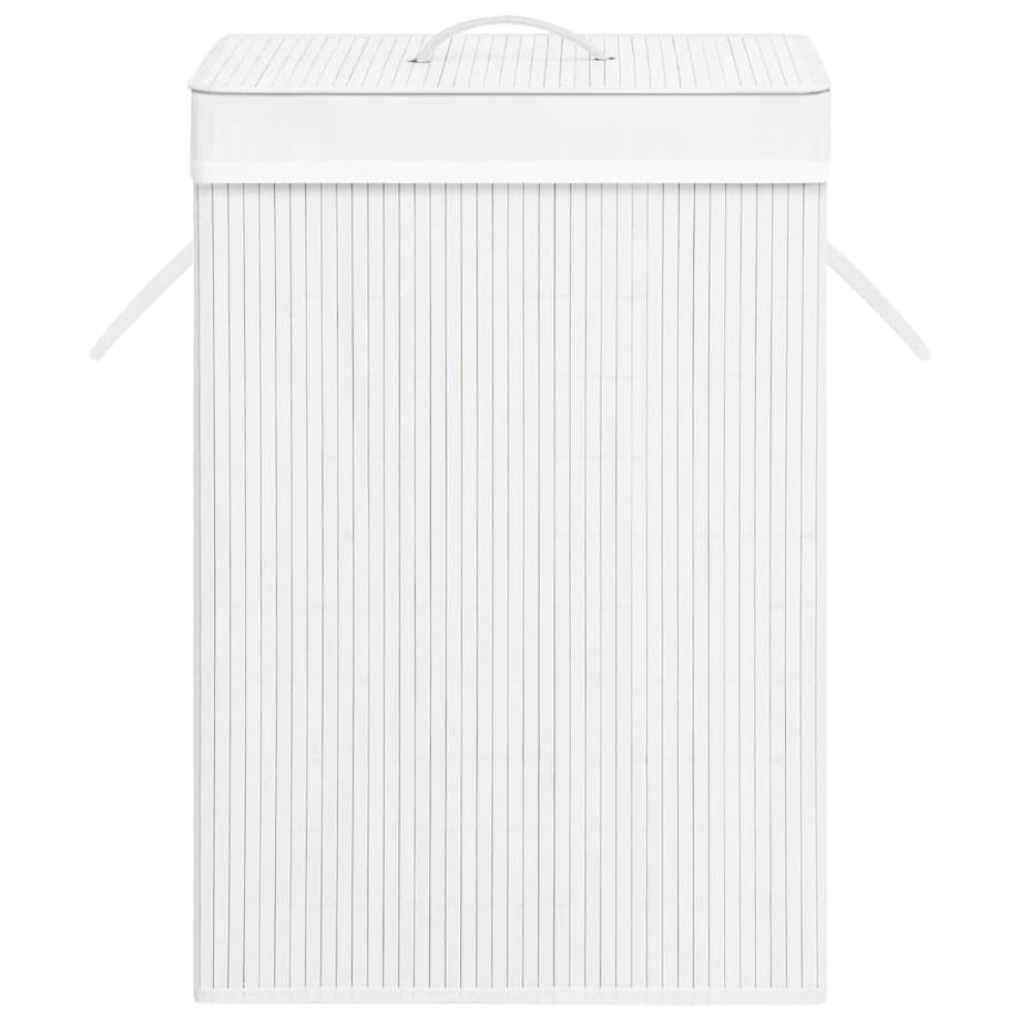 vidaXL Bambusowy kosz na pranie z pojedynczą przegrodą, biały