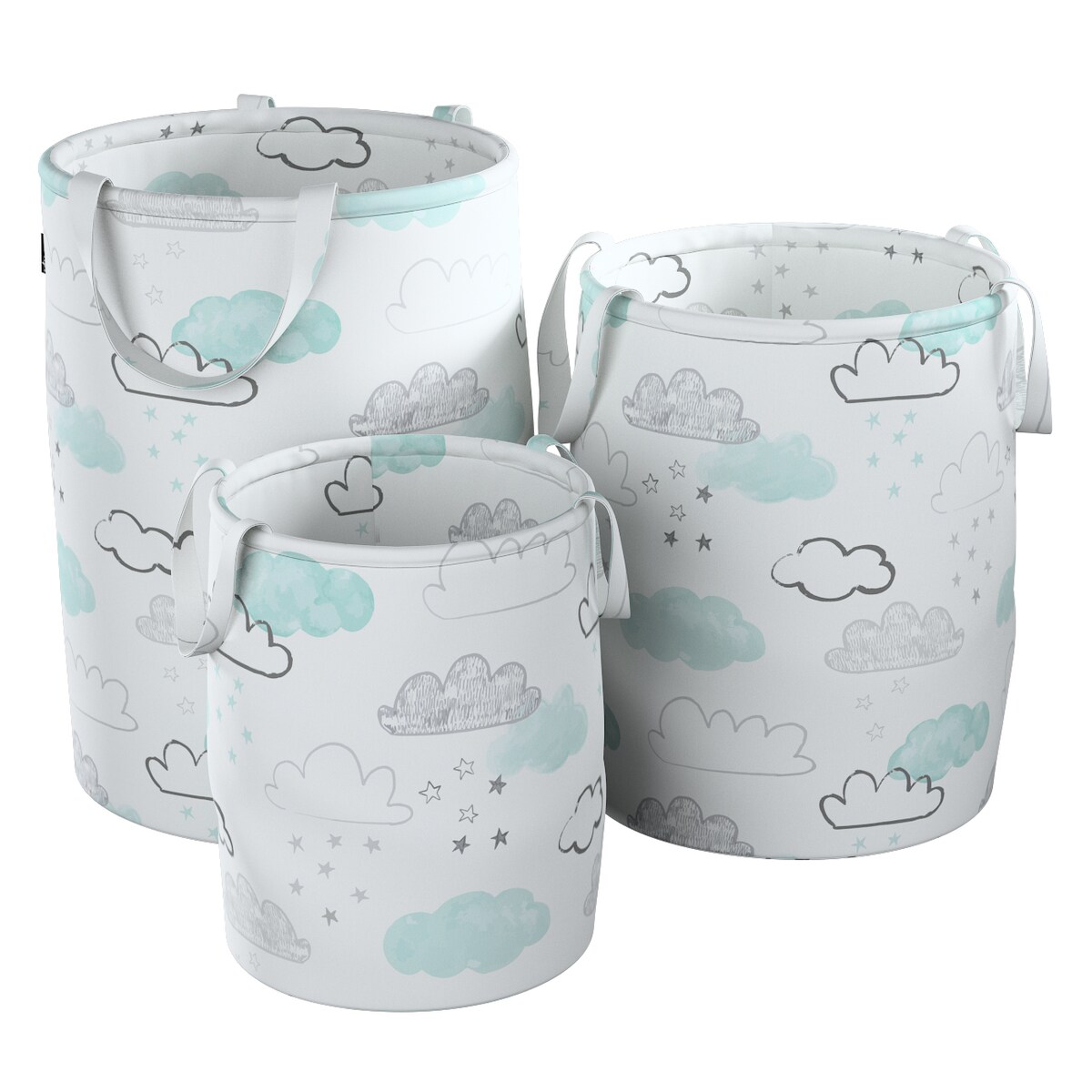 Kosz na zabawki Tobi, ecru-niebieski, 30x40cm, Magic Collection