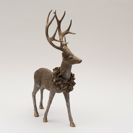 Figurka Noble Stag 72 cm boże narodzenie, święta, świąteczne, brązowy, 45x29x72 cm