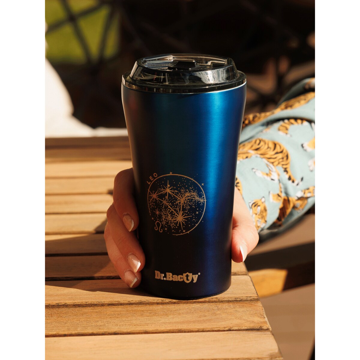 Kubek termiczny na kawę Dr.Bacty Apollo 2.0 "Lew" - 360 ml - Monaco Blue