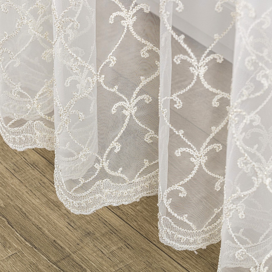 Firana na taśmie 300x245 ecru ze zdobieniem