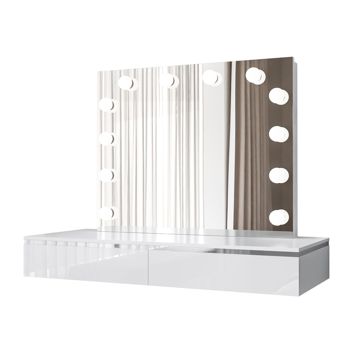 Toaletka kosmetyczna AURORA SILVER ELITE wisząca z lustrem biały połysk