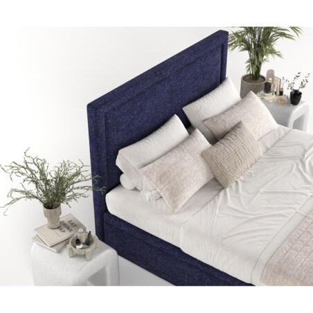 Łóżko tapicerowane SALMA 140x200 z pojemnikiem, Granatowy, tkanina Alta 13
