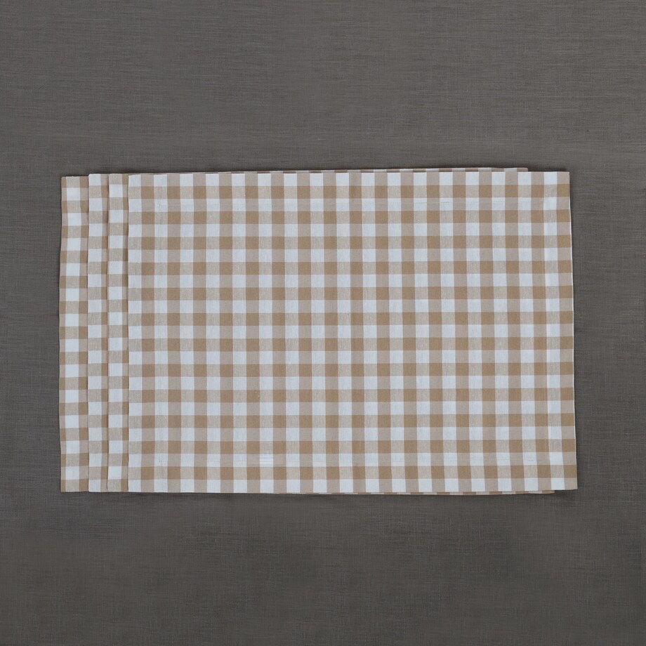 Podkładki Beige Gingham - 6 sztuk