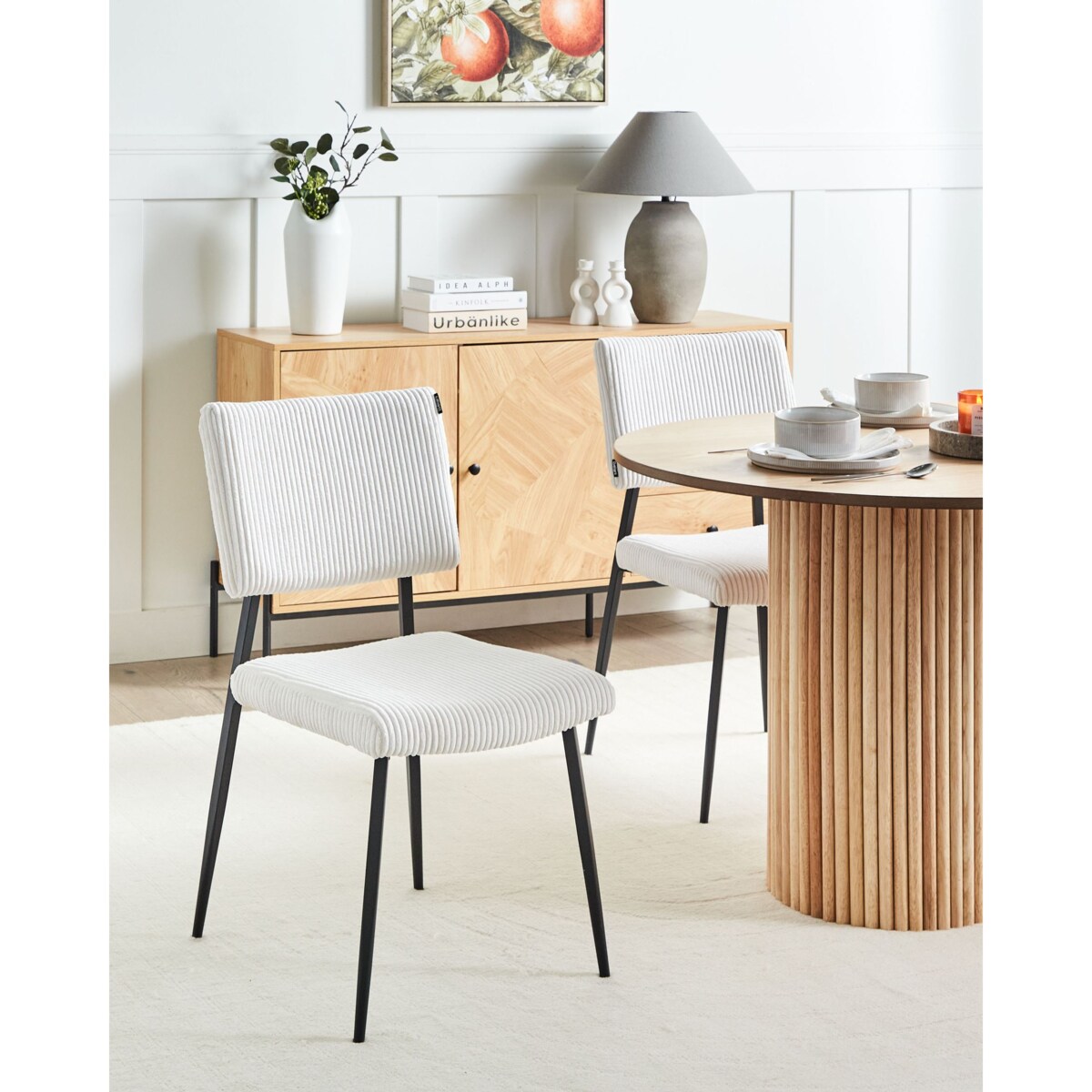 Zestaw 2 krzeseł do jadalni STURGIS Sztruks Złamana biel