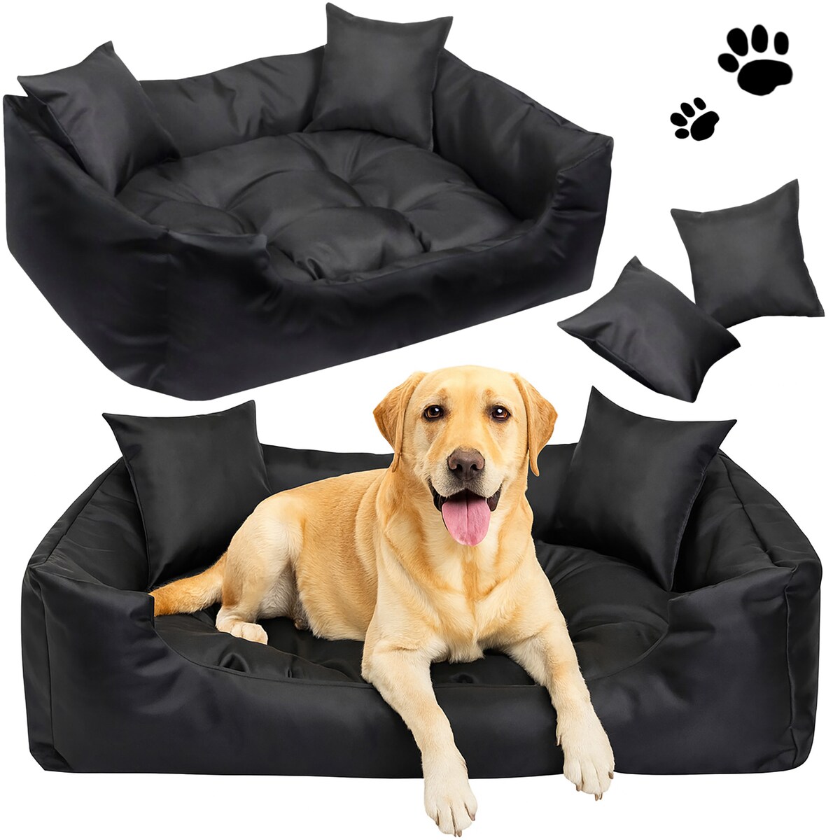 Legowisko Dla Psa Wodoodporne Posłanie Kanapa Sofa 100X75 Cm Czarne