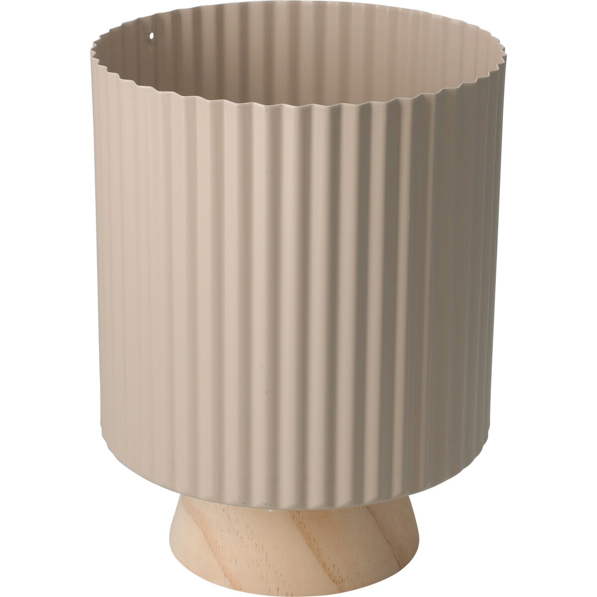 Metalowa doniczka z drewnianą podstawką STÖDA, 18 x 23 cm