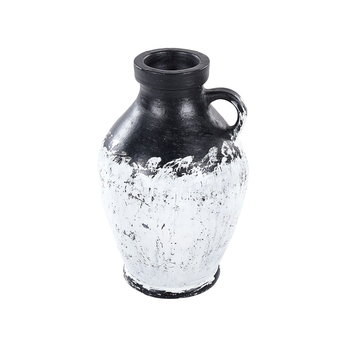 Wazon dekoracyjny z terakoty 33 cm czarno-biały MASSALIA