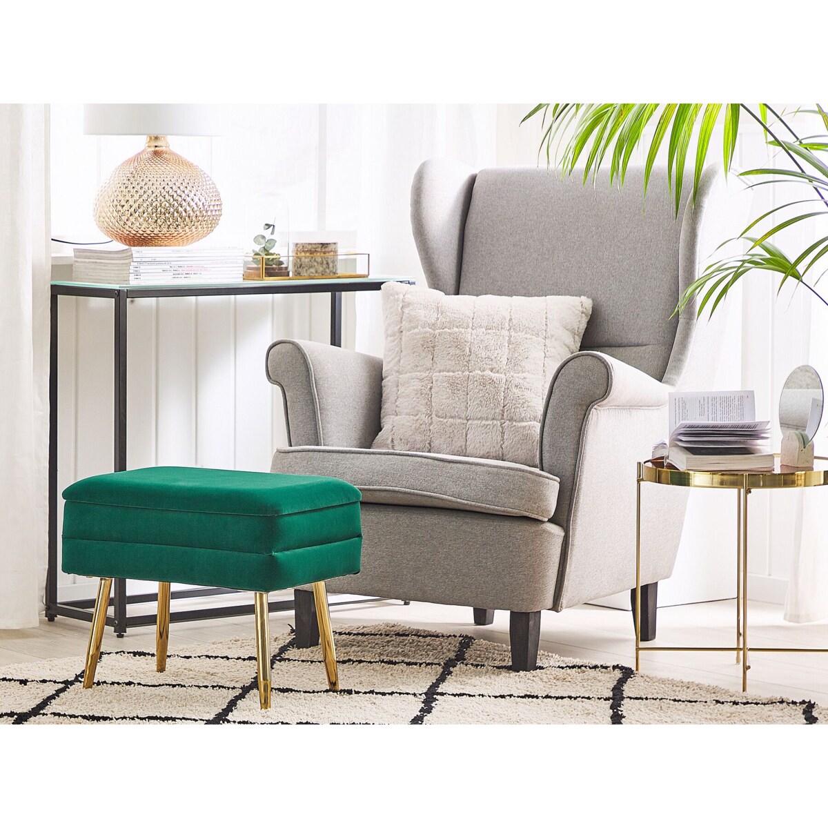 Ławka ze schowkiem do sypialni ciemnozielona ODESSA