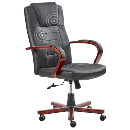 Fotel biurowy regulowany z funkcją masażu skórzany czarny DIAMOND