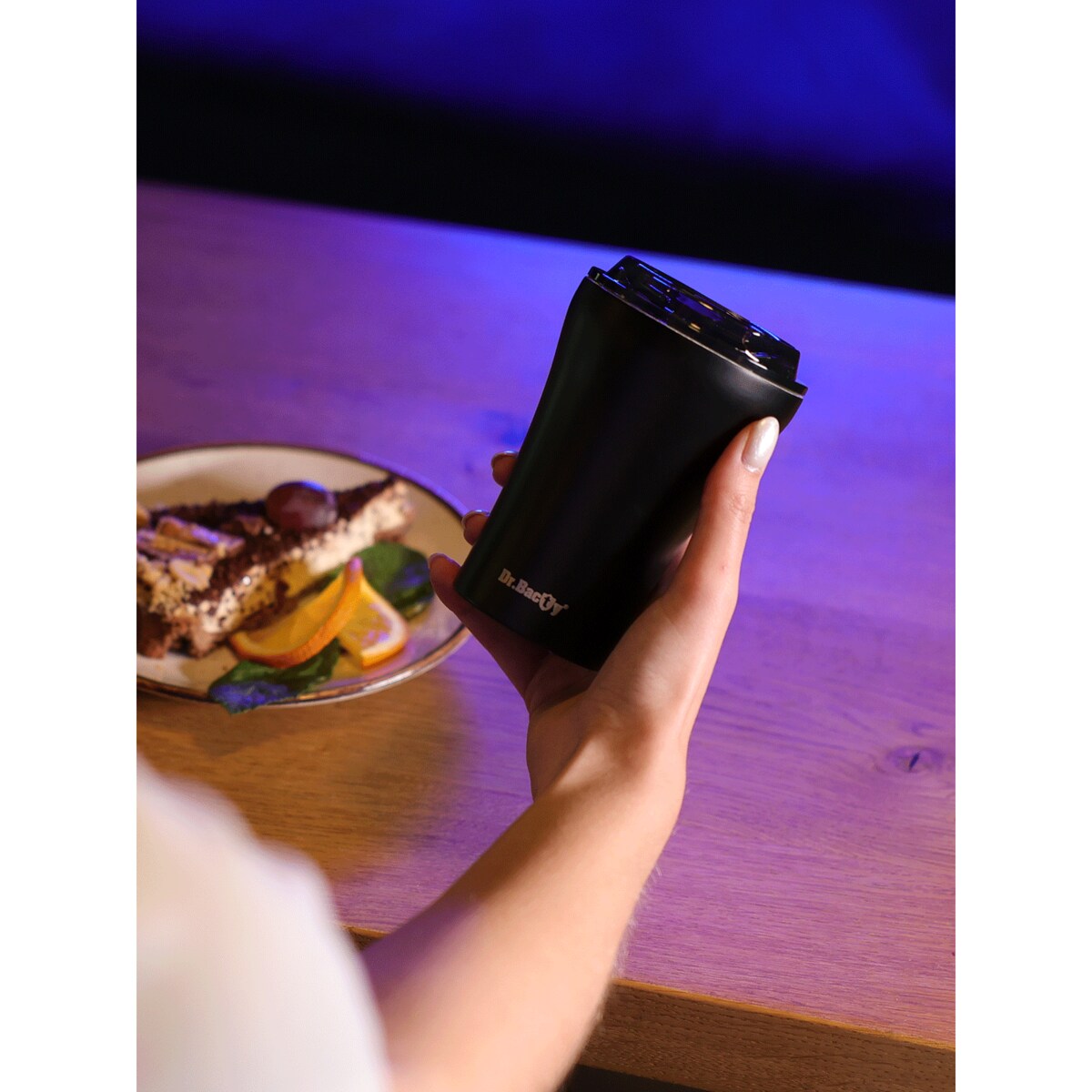 Kubek do kawy, wielorazowy Dr.Bacty Apollo 227 ml - Maybe - czarny