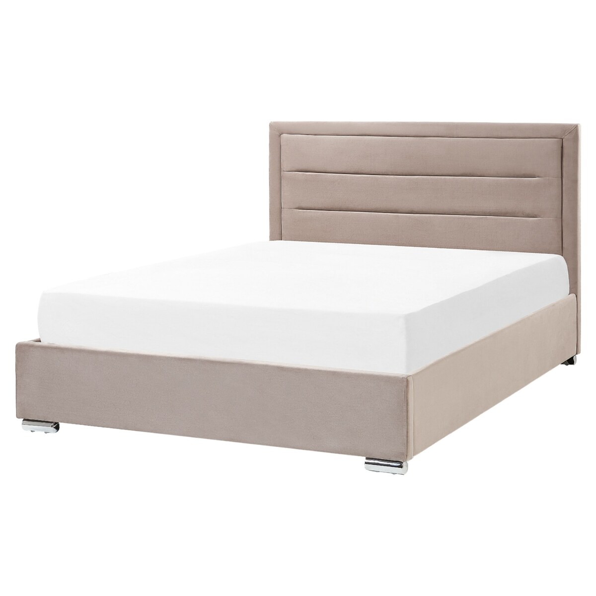 Łóżko z pojemnikiem welurowe 160 x 200 cm beżowoszare ROUEN