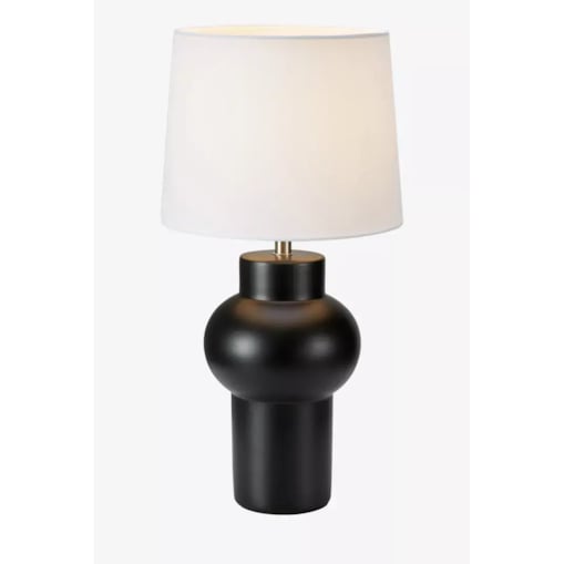 Abażurowa lampa nocna Shape do sypialni czarna biała