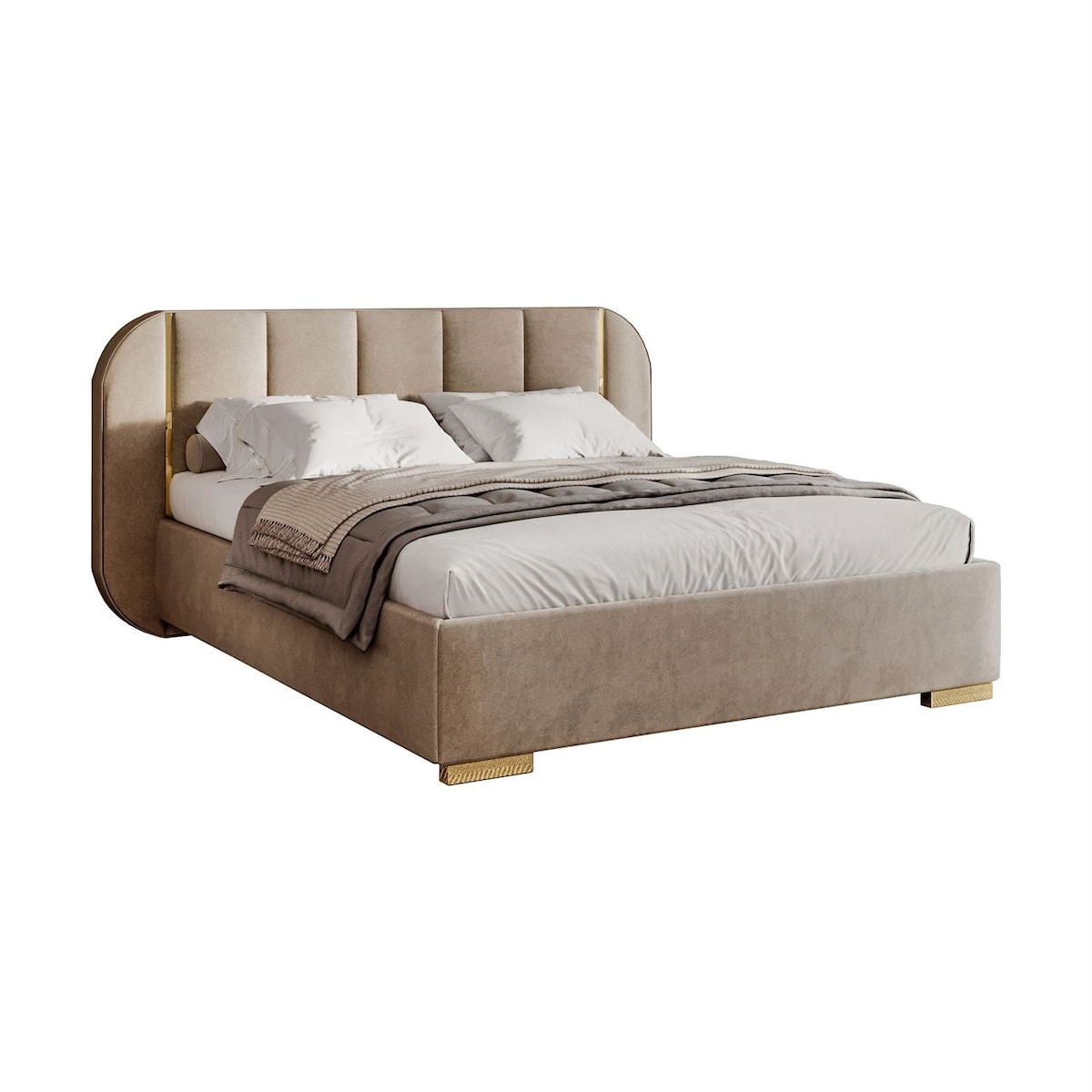 Łóżko tapicerowane AMARA GOLD, pojemnik, stelaż 32, 140x200, Royal Velvet 87170