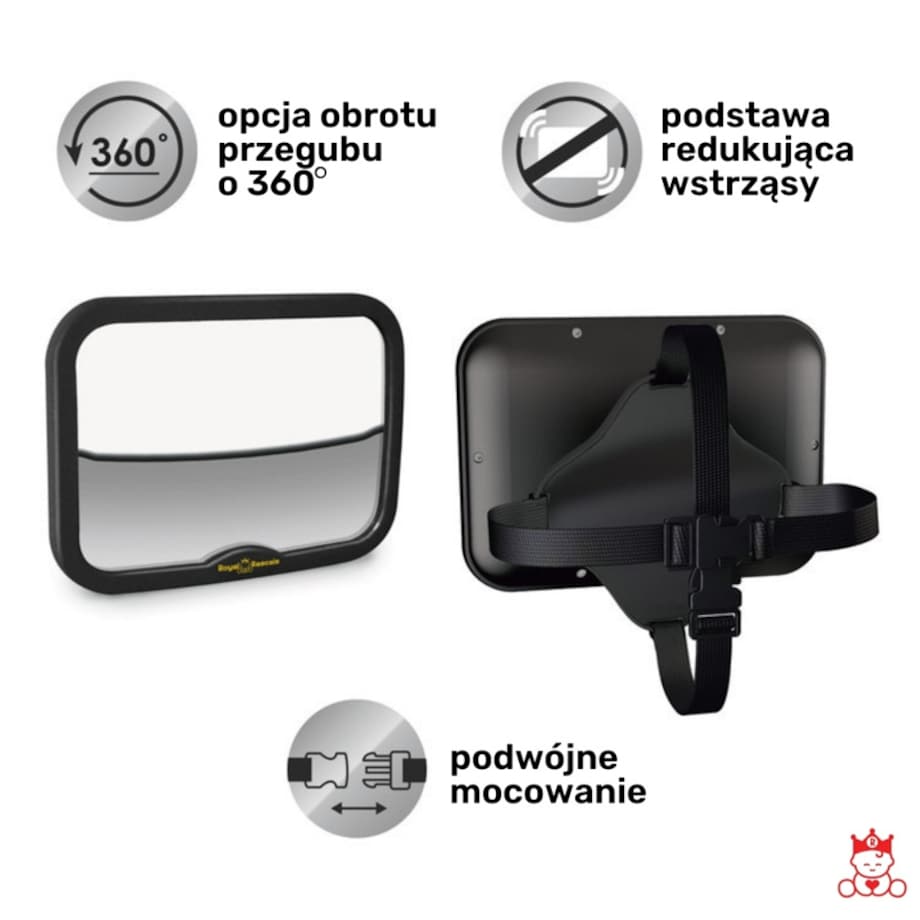 Lusterko do samochodu dla dziecka, czarne, Royal Rascals