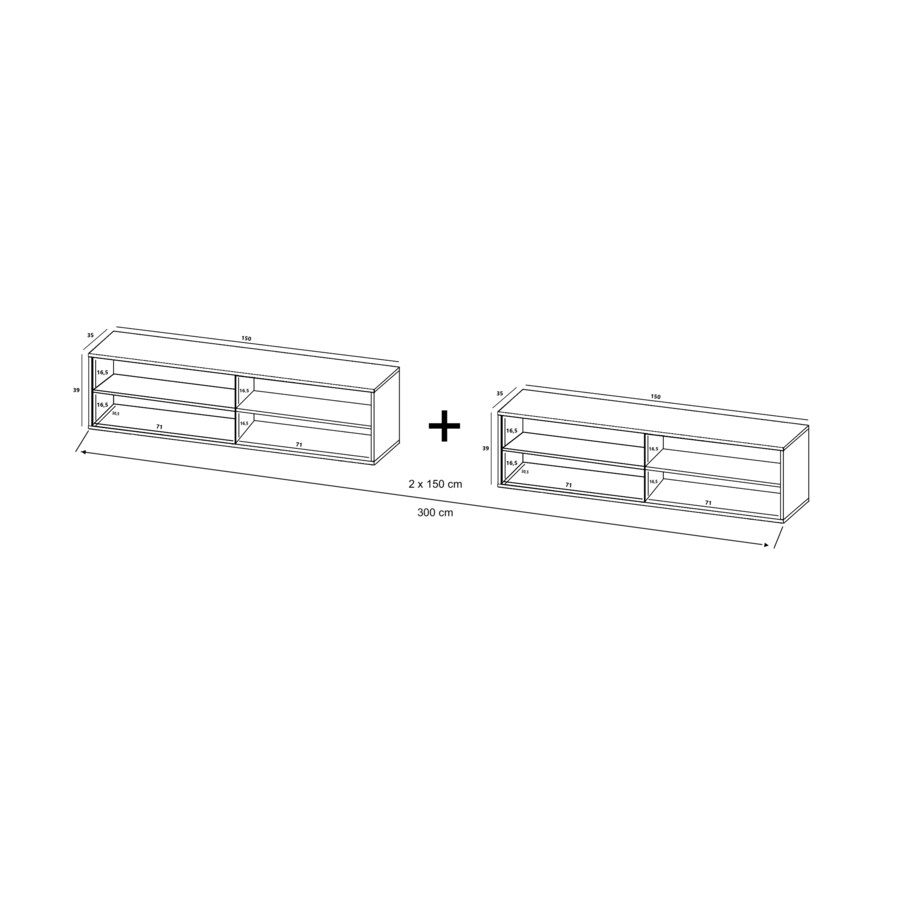 Wisząca Szafka RTV Loft Komoda RTV Dąb Wotan Grafit MAT 300 cm